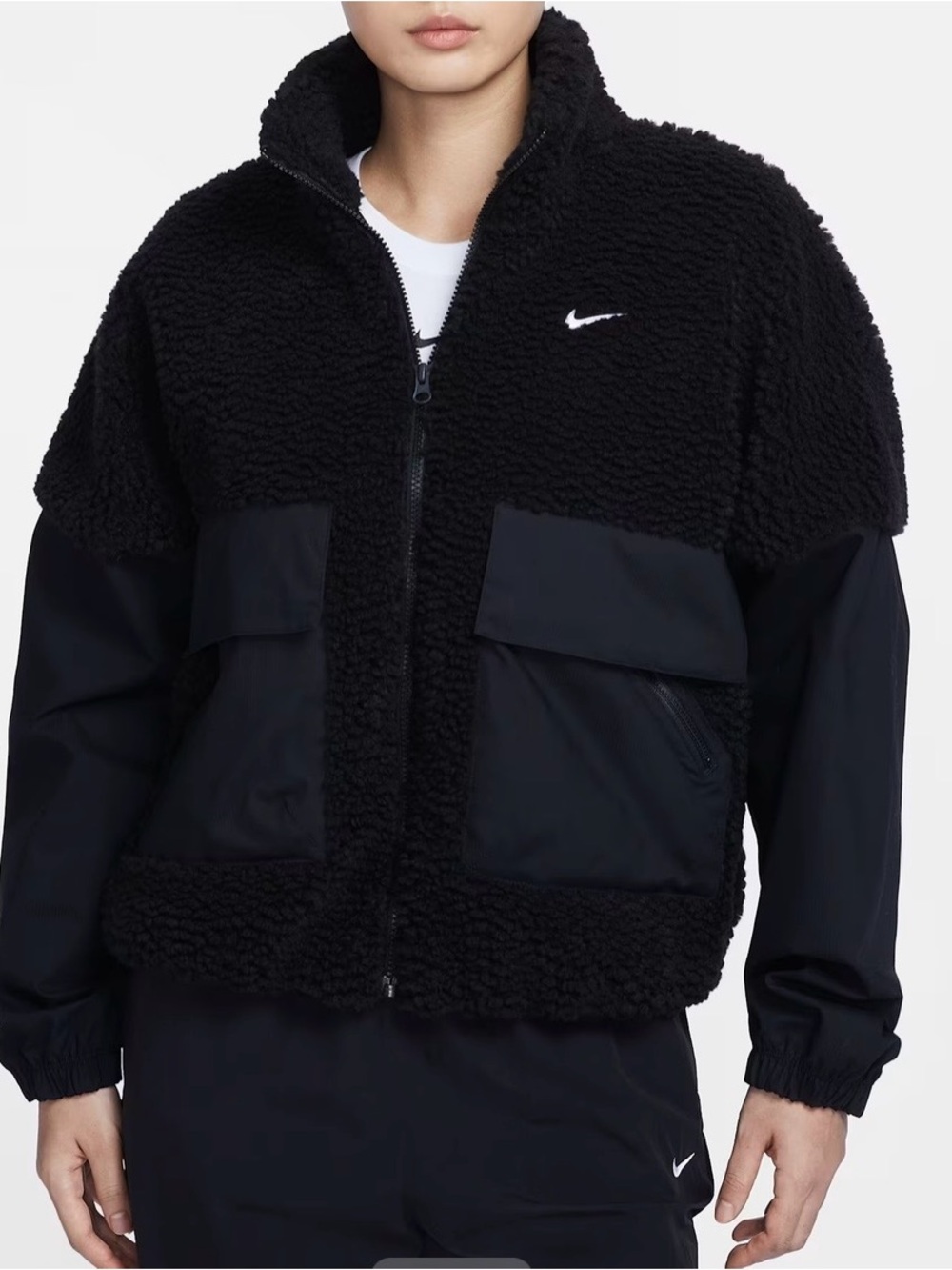Nike Sportswear Essential Women's Oversized Cozy Sherpa Bomber Jacket Size S